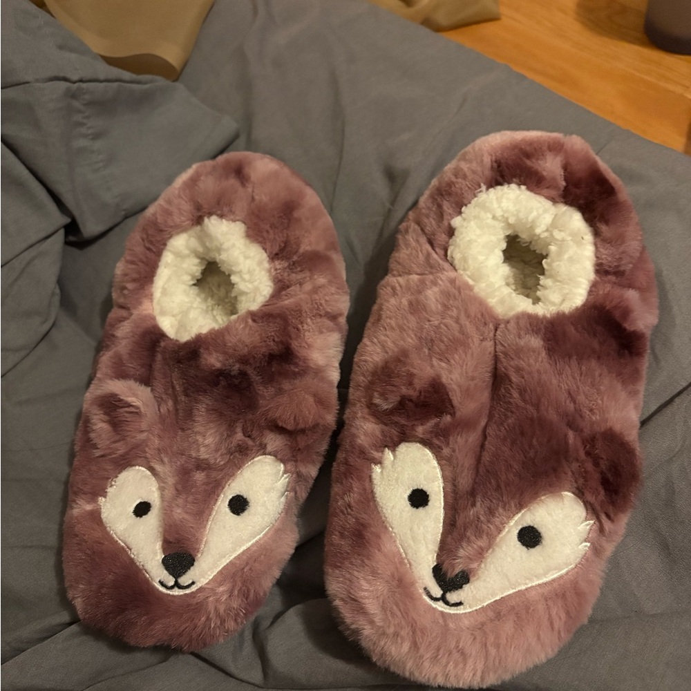 Purple Fox Plush Slippers